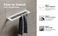 Porte-serviettes mural en acier inoxydable blanc de qualité supérieure, design minimaliste, barre simple pour salle de bain, support élégant pour serviettes de bain