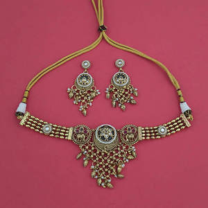 Exportador de Joyería Artificial de Moda en India, Collar Antiguo de Estilo Herencia con Baño de Oro 232439 - Product Image 1