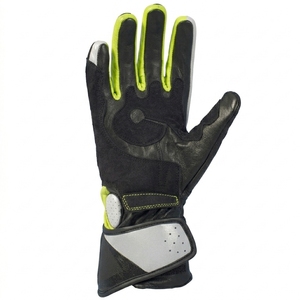 Gants de moto en cuir avec logo personnalisé, protection complète des doigts, compatibles avec les écrans tactiles, fermeture à boucle et crochets, utilisation hivernale, unisexe - Product Image 2