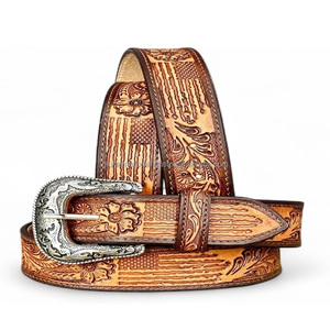<b>Top</b> Layer Cow Hide <b>Rose</b> Embossed Leather Carving for Men Retro Style Durable High Strength Personalized Western Tooling Alloy - Product Image 2