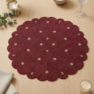 Indian Handmade <b>Beaded</b> <b>Placemats</b> with Custom Logo Options High Quality Decorative <b>Beaded</b> Embroidery Dining <b>Placemats</b> - Product Image 6