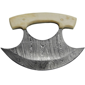 Cuchillo Ulu de Acero al Carbono Hecho a Mano, Cuchillo para Picar con Funda de Cuero Ecológica, Mango de Madera, Tamaño Personalizado, Uso en la Cocina, Duradero - Product Image 1