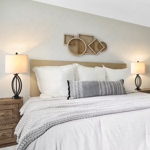 Eclipse Weave Metal Table Lamp with Interlocking Iron Base Premium Linen <b>Drum</b> <b>Shade</b> Warm Ambient <b>Lighting</b> for Modern Homes - Product Image 3