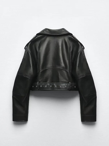 Chaqueta de Cuero Personalizada Premium para Mujer, Chaqueta de Motociclista Negra, Chaqueta de Cuero Genuino Resistente, Ropa Urbana, Venta al Por Mayor de Fábrica - Product Image 6