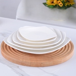 Elegant pure white ceramic square dining plate with round bottom multiple sizes smooth glossy texture Bpa-free for everyday use - Product Image 3