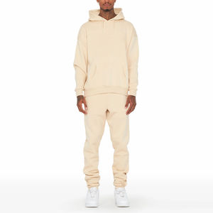 Ensemble survêtement ample coupe droite évasée en mélange de coton doux et confortable, idéal pour le streetwear décontracté - Product Image 1