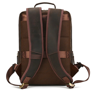 Genuine Leather <b>Laptop</b> <b>Backpack</b> Classic Geometric Design Durable Softback Unisex 20-39L Zipper Closure - Product Image 4