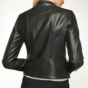 Chaqueta de Cuero Acolchada de Piel de Oveja para Mujer, Estilo Blazer, Transpirable, Ecológica, Impermeable, con Cierre de Cremallera, de Lujo Discreto - Product Image 2
