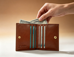 Castello Italian Unisex Bi-fold Card Zipper Coin <b>Wallet</b> Minimalist Design with Flag Embroidery Short Length Polyester Lining - Product Image 1