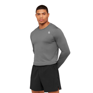 Camiseta Deportiva de Manga Larga para Hombre, Corte Ajustado, Color Gris, Elástica, para Gimnasio, Entrenamiento, Ropa Deportiva Activa - Product Image 2