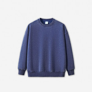 Sudadera de Cuello Redondo Extra Grande para Hombre, Color Sólido, Algodón, Felpa Francesa, Estilo Casual para Otoño - Product Image 3