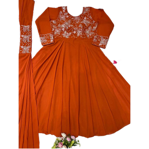 Vestido de diseñador elegante Anarkali con bordado vestido de noche de trabajo para fiesta - Product Image 1
