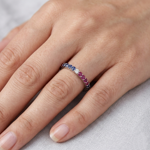 Memoria Jewels Precious Natural Diamond Gemstone 18k Solid White Gold Handmade Eternity Band <b>Rings</b> IGI/ Certified Luxury Gift - Product Image 6