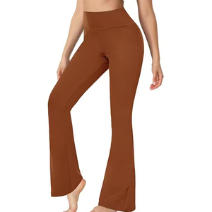 Pantalones de Moda Personalizados para Mujer, Estilo Urbano, Ajustados, Bordados, de Tiro Medio, con Pierna Acampanada, Diseño Floral de Invierno, con Logotipo Cosido - Product Image 4