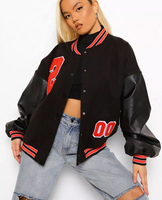 Blouson Bomber de Baseball Personnalisé pour Femme, en Cuir, avec Manches en Cuir, Broderie de Patch en Chenille Tricotée Respirante de Haute Qualité, Style Universitaire
