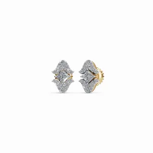 Boucles d'oreilles en diamants de laboratoire Radiance en or jaune 18 carats, 50 pièces, certifiées IGI pour femmes, pour l'exportation en gros depuis l'Inde - Product Image 1