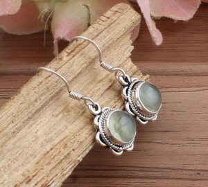 Boucles d'oreilles de luxe en préhnite naturelle, argent sterling 925, pierre précieuse verte facettée, boucles d'oreilles pendantes pour femmes, préhnite véritable, mariage, fête - Product Image 4