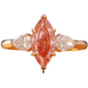 1.62 CT Vivid Red Marquise Cut Lab Grown Diamond <b>Ring</b> 14K Gold Rare Color <b>Statement</b> Fashionable <b>Statement</b> <b>Ring</b> - Product Image 1