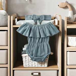 Lindo pelele de bebé con estampado de fibra de bambú/spandex, manga regular, cierre con nudo de cuerda, cómodo y casual, para recién nacido, unisex. - Product Image 3