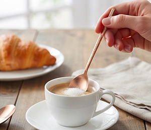 <b>Copper</b> Round Teaspoons Set Modern Flatware Rust Resistant Metal <b>Utensils</b> For Wedding Party Use And Home Dining Use - Product Image 5