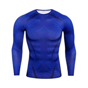Maillot de compression bleu roi à manches longues, sublimé, haute performance, pour le sport, avec tissu extensible - Product Image 1