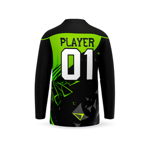 เสื้อฮอกกี้น้ำแข็งแบบซับลิเมชั่น OEM ผลิตจากผ้าตาข่ายระบายอากาศแห้งเร็ว พร้อมตัวเลขและโลโก้แบบรีดร้อน - Product Image 4