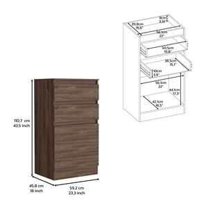 Cassettiera a una porta in noce scuro con 2 cassetti, specchio e vano portagioie da 43 pollici - Product Image 5