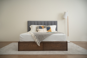 Modern Upholstered <b>Panel</b> Bed Fabric <b>Headboard</b> Platform Bed Wood Storage Drawer Bed Frame - Product Image 6