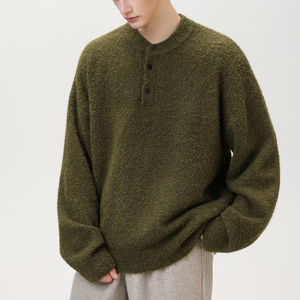 Men's Premium Casual Knit <b>Henley</b> Pullover <b>Long</b> <b>Sleeve</b> Button Neck Warm Soft Winter Sweater Custom Logo Wholesale Clothing - Product Image 1