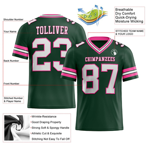 Camiseta de Fútbol Verde con Malla Blanca y Rosa, Personalizada, Sublimada, de Alta Calidad y Rendimiento - Product Image 2