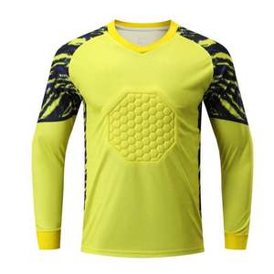 Men Long Sleeve Soccer Goalkeeper Jersey V-<b>neck</b> <b>Padded</b> Geometric Print Polyester Regular Fit Adult All Seasons - Product Image 1