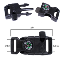Briquet à silex de 5/8 pouce avec sifflet et boucle pour bracelet en nylon, kit de survie d'urgence pour le camping en plein air et les voyages