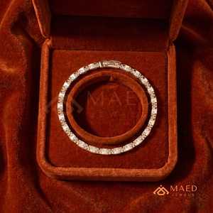 สร้อยข้อมือเทนนิสโมอิสซาไนต์ชุบทองคำสีโรสโกลด์สำหรับผู้หญิงเบเวอร์ลี่ฮิลส์เครื่องประดับแฟชั่นหรูหราสไตล์หรูหรา - Product Image 4