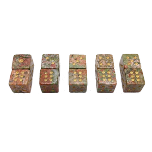 Dados de Piedra Unakita D6, Cubo de Piedra Preciosa Natural, Dados de Cristal D6 Grabados, Juegos de Dados Personalizados - Product Image 1