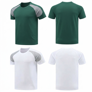 เสื้อยืดผู้ชายสีเขียวเข้มคุณภาพสูง แบบสั่งทำพิเศษ แห้งเร็ว ระบายเหงื่อได้ดี เสื้อกีฬา ผ้าตาข่ายสีเทา แขนสั้น คอกลม - Product Image 1