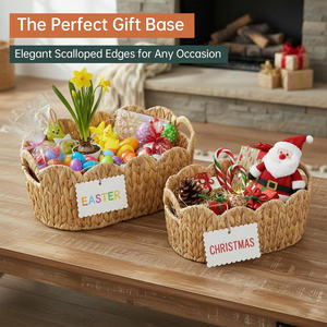 Juego de 2 Cestas Onduladas, Cesta de Jacinto de Agua para Organización y Decoración, Cestas de Almacenamiento de Mimbre Tejidas a Mano - Product Image 2