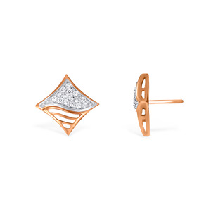Boucles d'oreilles clous en or rose 18 carats avec diamants, design coussin, diamants de laboratoire taille brillant rond, bijoux fins élégants - Product Image 3