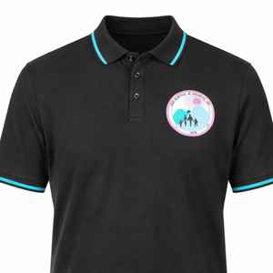 Camiseta Polo Negra Jack and Jill con Ribete en Color Verde Azulado, Logotipo Bordado en el Pecho, Algodón Premium, Unisex, Corte Casual Elegante - Product Image 6