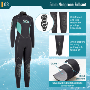 Combinaison de plongée en néoprène AROPEC 5 mm pour femme, combinaison intégrale avec fermeture éclair aux chevilles |   Combinaison de plongée professionnelle OEM/ODM pour la pêche au lance-pierre - Product Image 4
