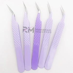 Pinzas para Pestañas RABIAMIRAAL INDUSTRIES de Acero Inoxidable con Punta Suave, Curvadas de Precisión, Antimagnéticas, Mango Recubierto en Morado de 10 mm - Product Image 3