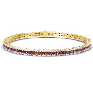 Bracelet tennis Nemy en or rose 10 carats avec demi-sertissage rond et diamants de laboratoire couleur cerise cognac (2 carats) Tw. Bracelets et joncs en diamants pour mariage - Product Image 6