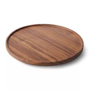 Bandeja Redonda de Madera Pulida para Servir, Diseño Clásico, Duradera, para Bodas - Product Image 3