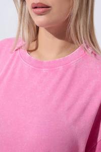 Camiseta Extra Grande de Algodón Retro OEM, Impresión DTG con Logotipo, Lavado Ácido, Estilo Vintage, Personalizada para Mujer - Product Image 3