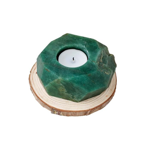 Support de bougie en pierre naturelle sculptée à la main en jade vert néphrite, pierre précieuse agate, pour la lithothérapie, vente en gros - Product Image 1