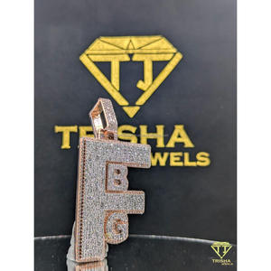 Colgante con el alfabeto FBG, diamantes de moissanita VVS, completamente cubierto de diamantes, plata de ley 925, chapado en rodio, joyería hip hop de Trisha Jewels - Product Image 5