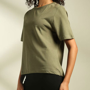 Camiseta Básica Holgada para Mujer, Manga Corta, Cuello Redondo, Mezcla de Algodón Ligero, Informal, para Uso Diario - Product Image 4