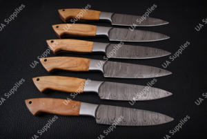 มีดสเต็กบาร์บีคิวสำหรับมืออาชีพ ทำจากเหล็กดามัสกัสเกรดอุตสาหกรรม ใช้ในครัวได้ทุกวัน ด้ามจับไม้มะกอกตามหลักสรีรศาสตร์ - Product Image 5