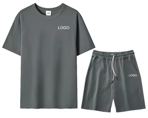 Ensemble T-shirt et short d'été personnalisé pour homme, faible MOQ, respirant, polyester/coton, style urbain, imprimé numérique, col rond - Product Image 2