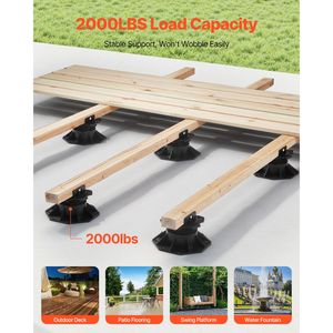12 Pezzi Blocchi per Pavimentazione in PVC con Capacità di Carico 2000 libbre, Supporti per Piattaforme Rialzate 2,36-5,31 Pollici / 60-135 mm H - Product Image 2