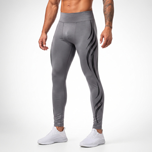 Leggings de sport personnalisés pour hommes, pantalons de compression taille basse, leggings de gym en spandex et polyester pour hommes, collants de yoga - Product Image 3
